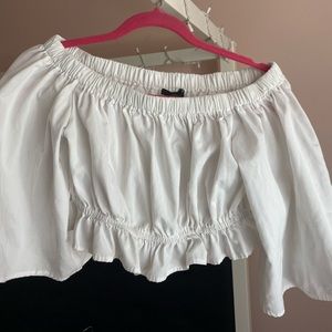 Off the shoulder white long sleeve crop top (s)